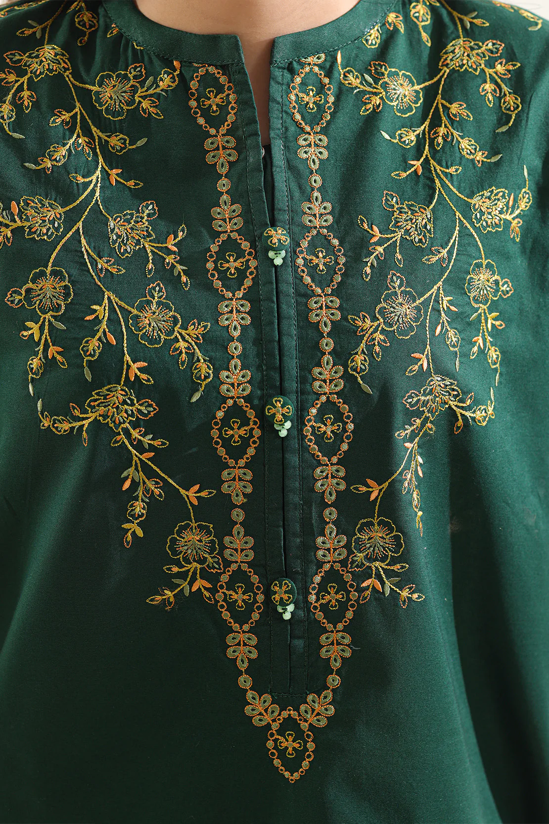 Solid Embroidered Cotton Stitched 2 Piece (Shirt/Trouser) - Image 4