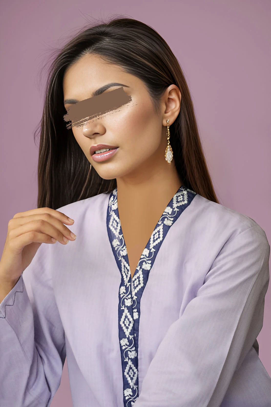 Solid Embroidered Cotton Stitched 2 Piece (Shirt/Trouser) - Image 3