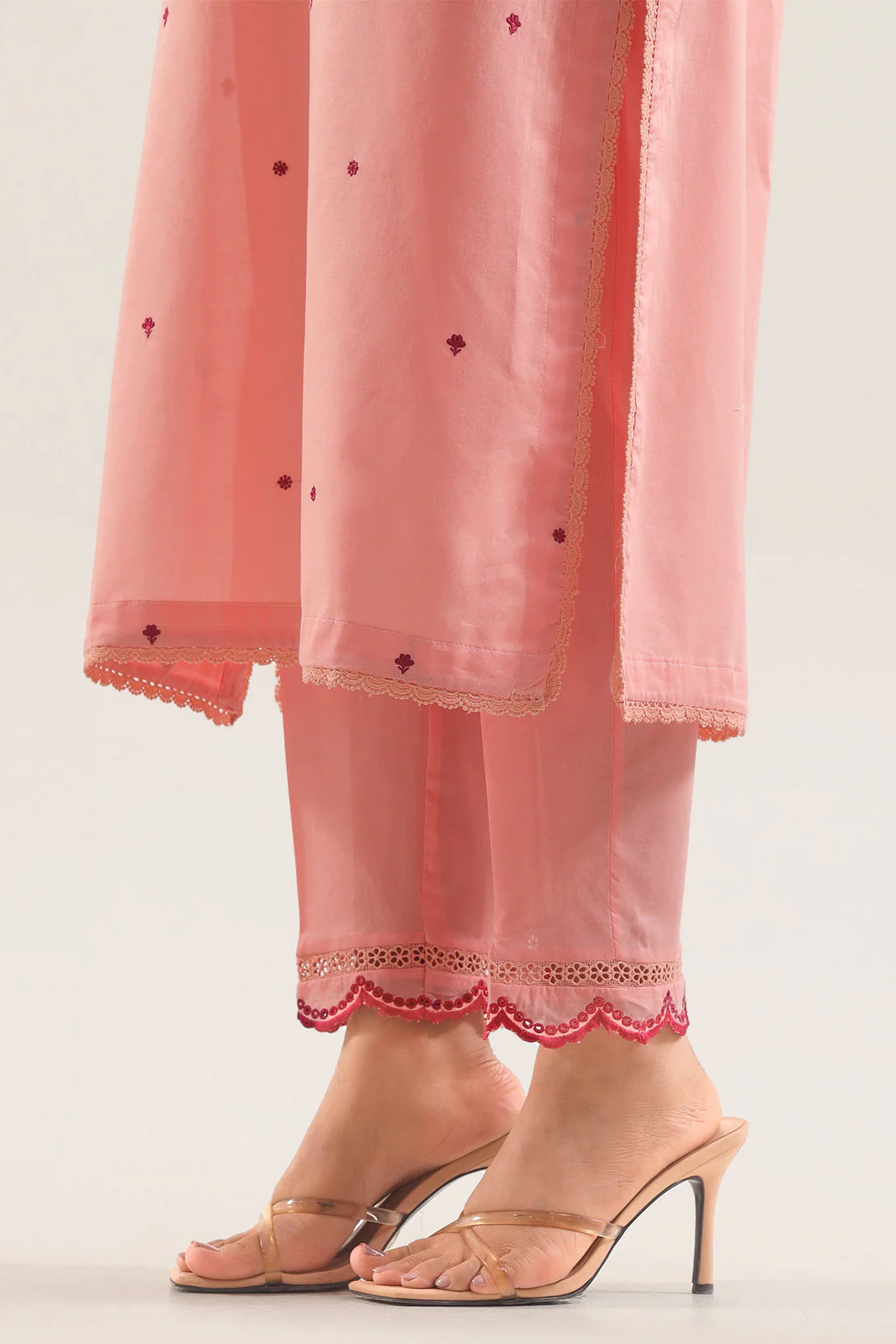 Solid Embroidered Cotton Stitched 2 Piece (Shirt/Trouser) - Image 5