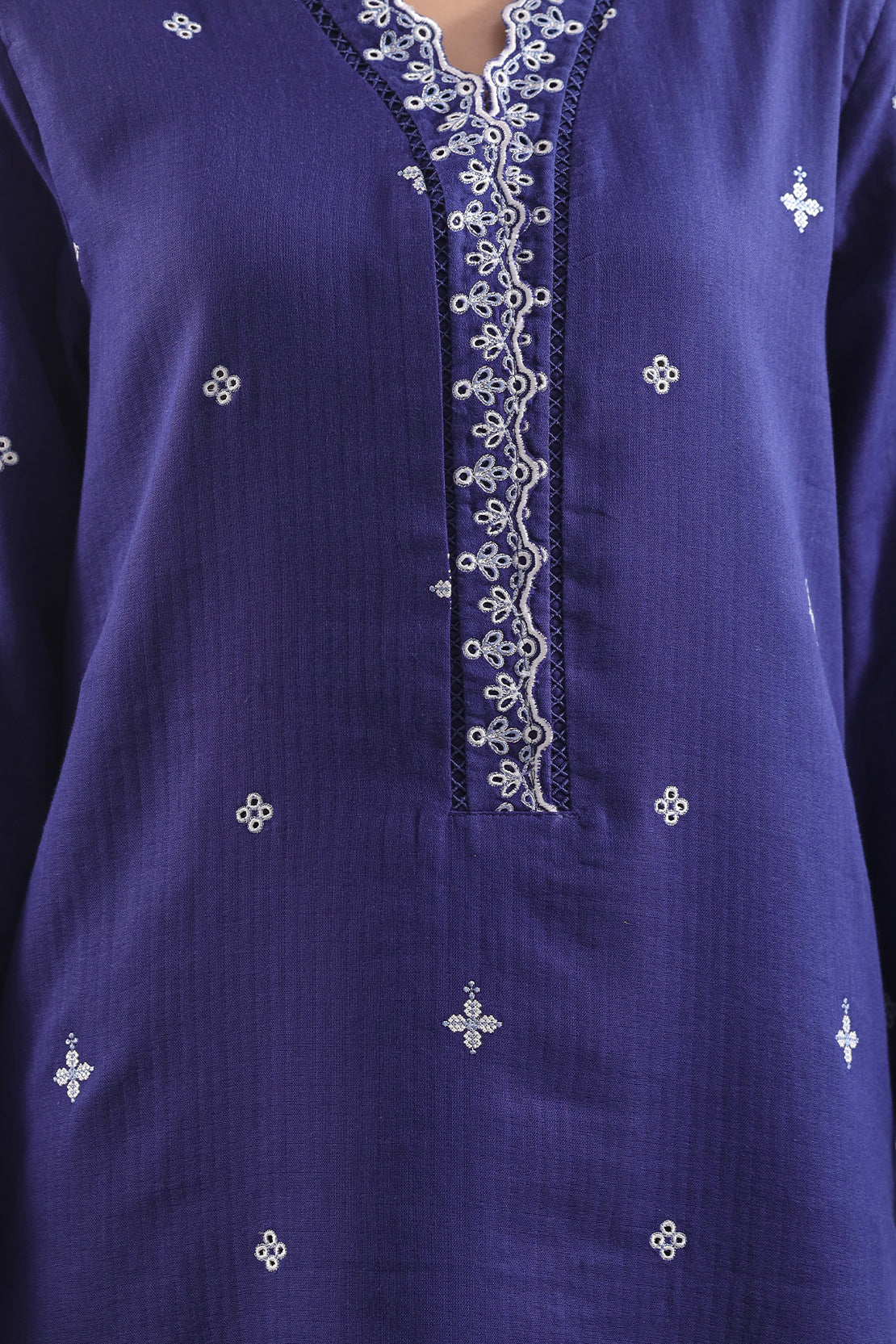 Solid Embroidered Cotton Stitched 2 Piece (Shirt/Trouser) - Image 3