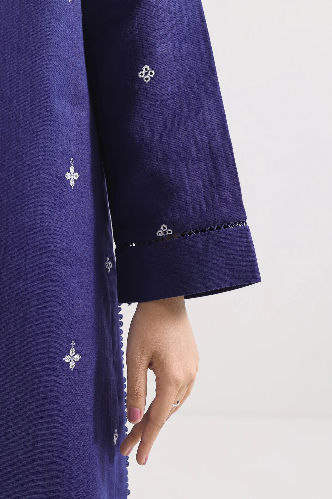 Solid Embroidered Cotton Stitched 2 Piece (Shirt/Trouser) - Image 4