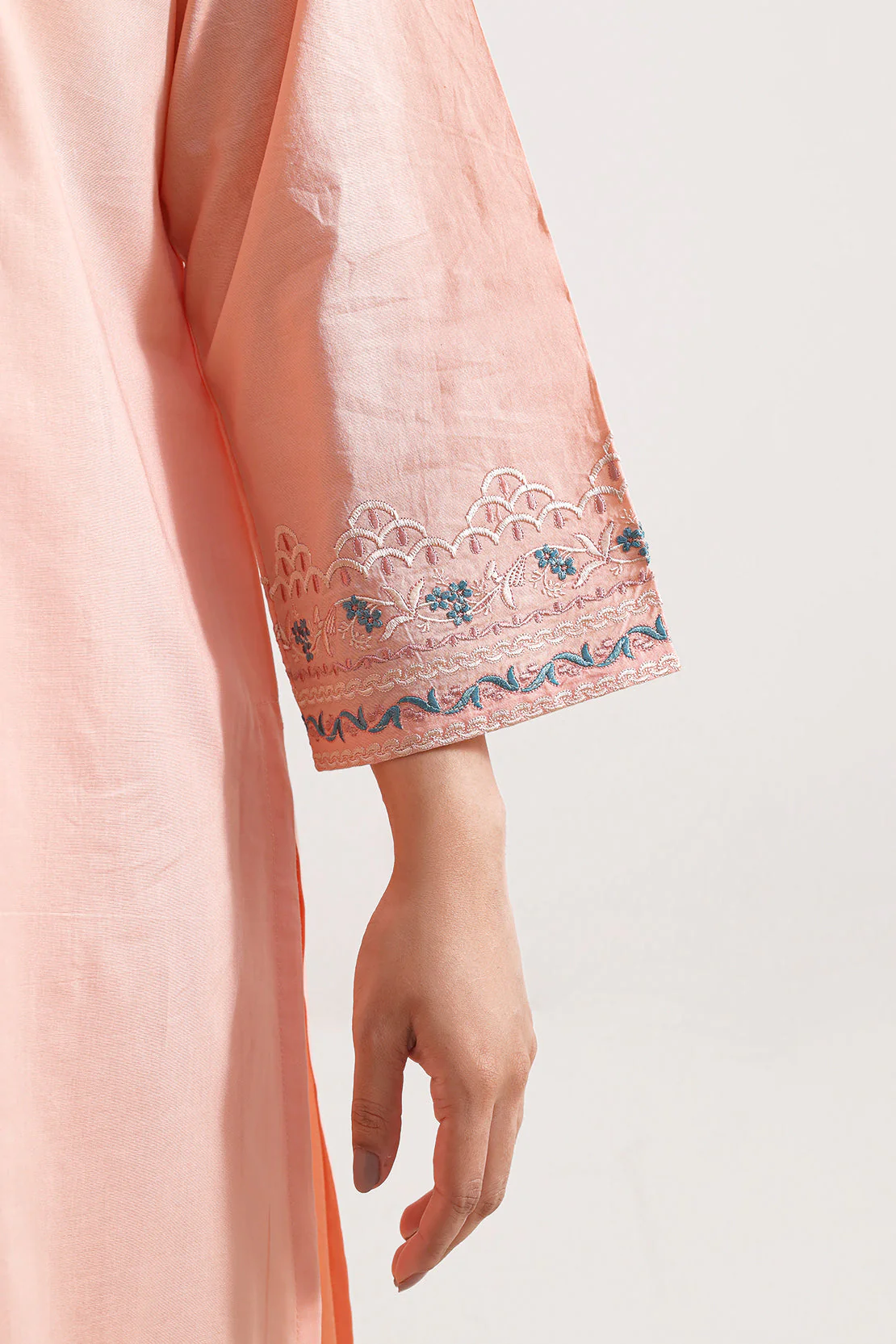 Solid Embroidered Cotton Stitched 2 Piece (Shirt/Trouser) - Image 5