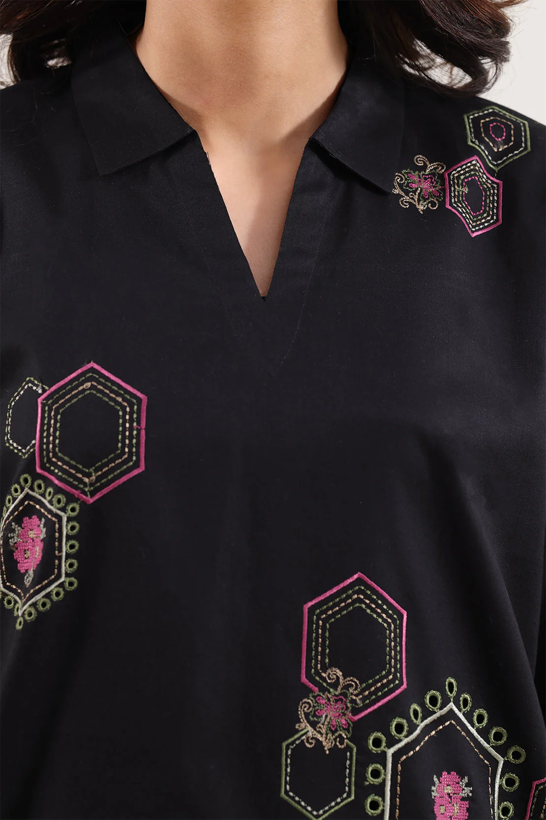 Solid Embroidered Cotton Stitched 2 Piece (Shirt/Trouser) - Image 4