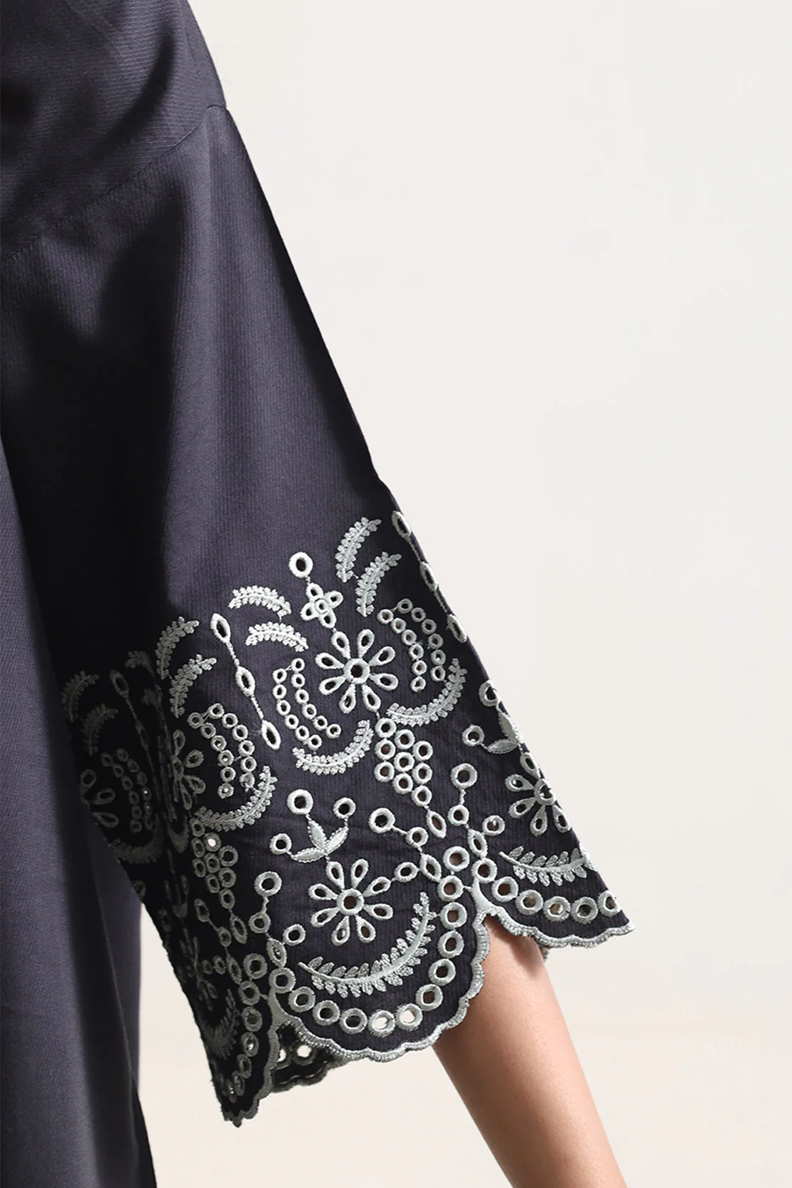 Solid Embroidered Cotton Stitched 2 Piece (Shirt/Trouser) - Image 6