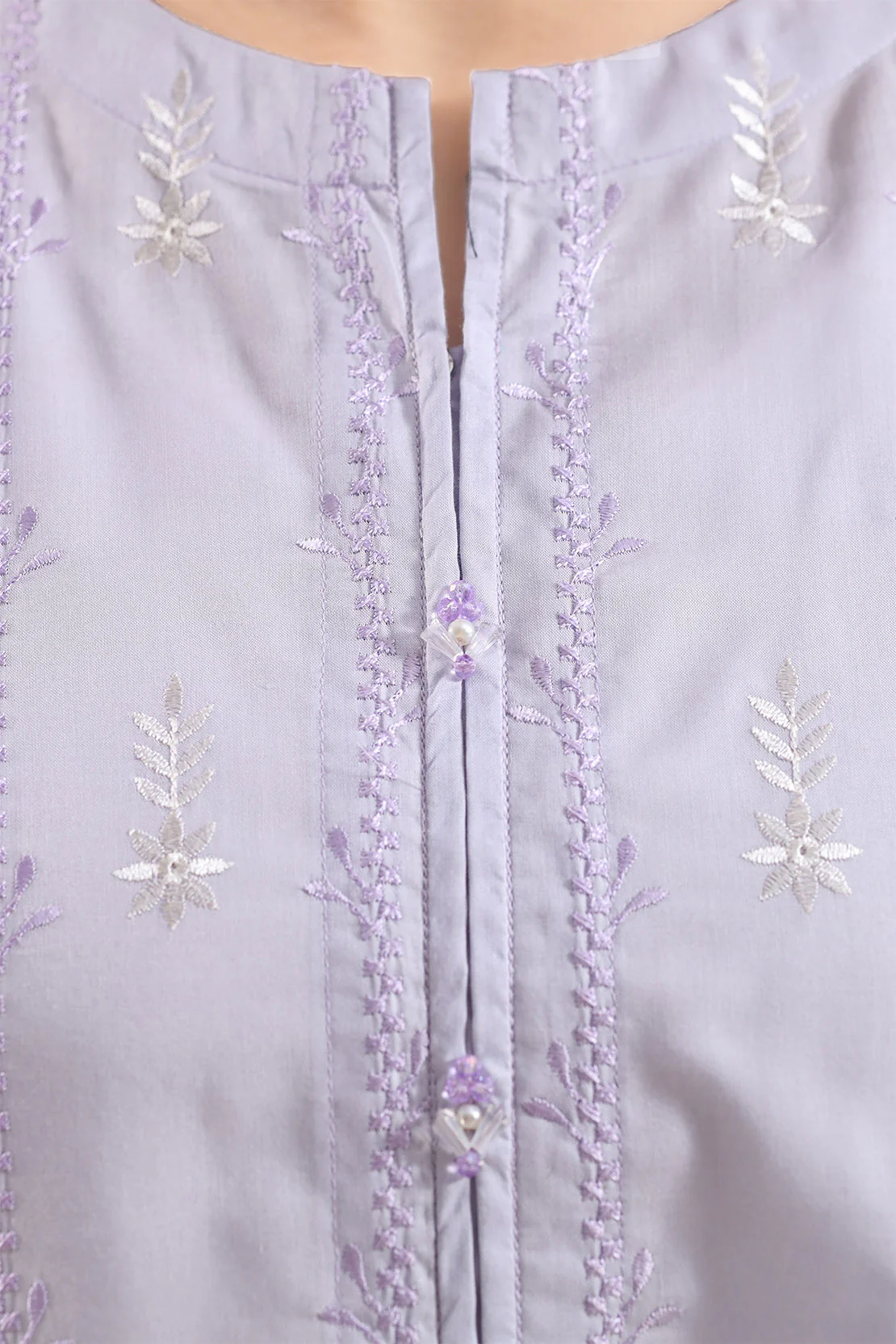 Solid Embroidered Cotton Stitched 2 Piece (Shirt/Trouser) - Image 3