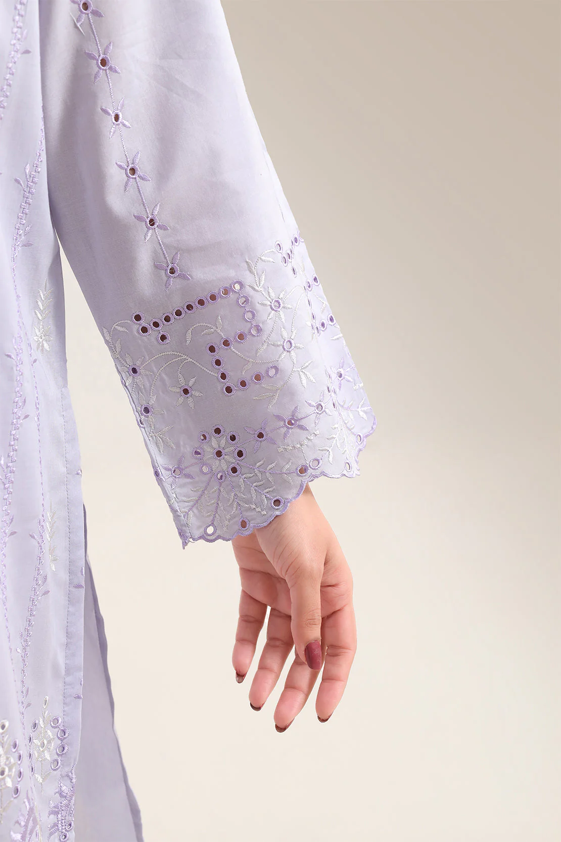 Solid Embroidered Cotton Stitched 2 Piece (Shirt/Trouser) - Image 4