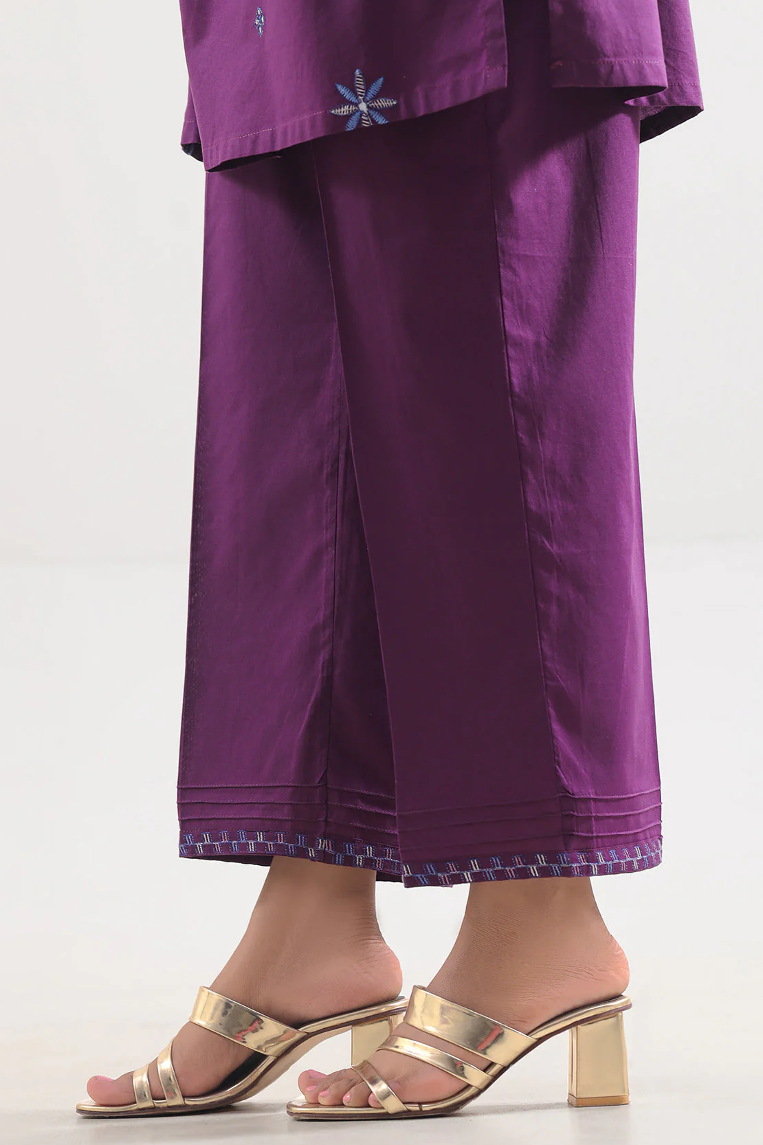 Solid Embroidered Cotton Stitched 2 Piece (Shirt/Trouser) - Image 7