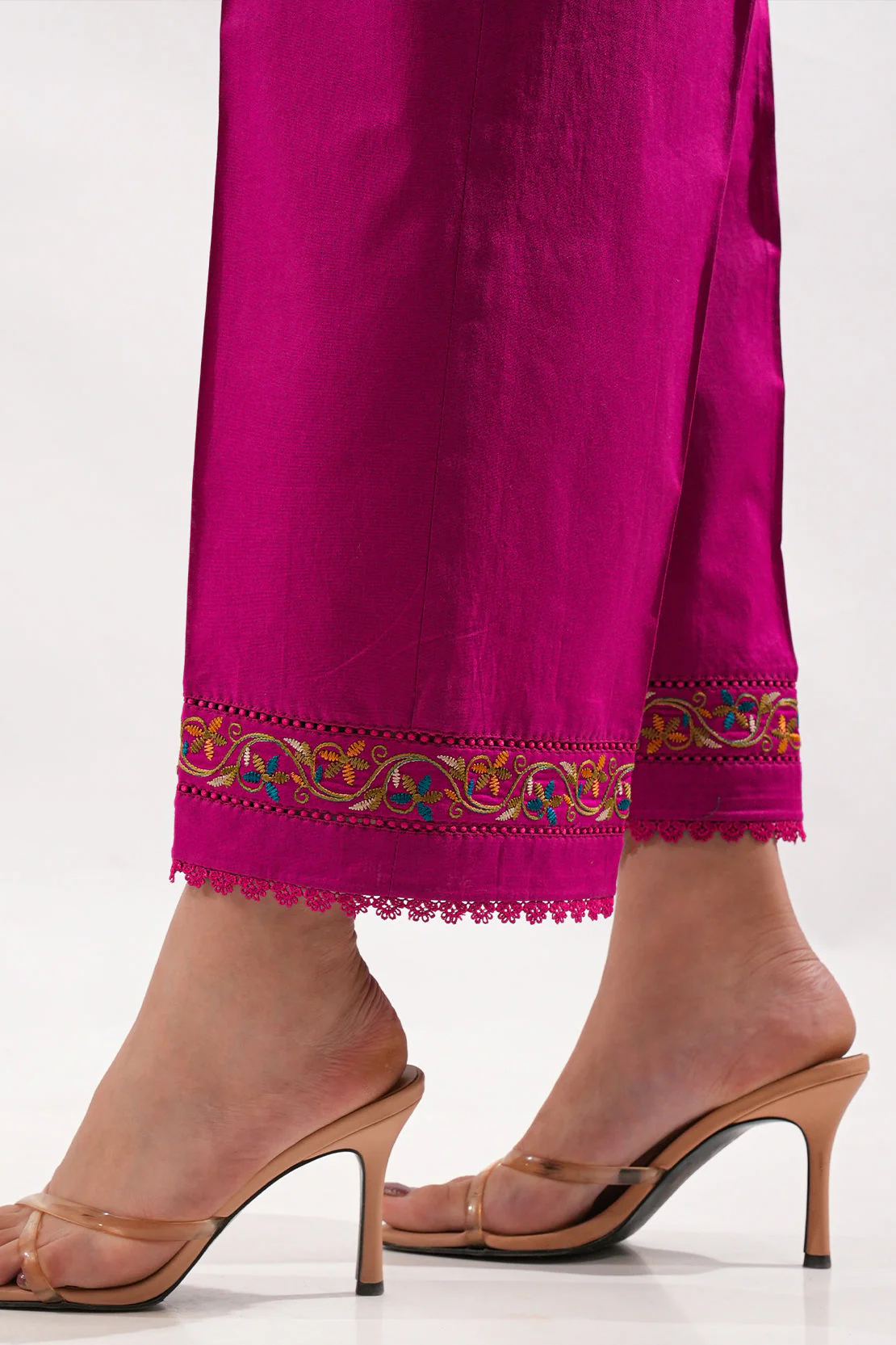 Solid Embroidered Cotton Stitched 2 Piece (Shirt/Trouser) - Image 6