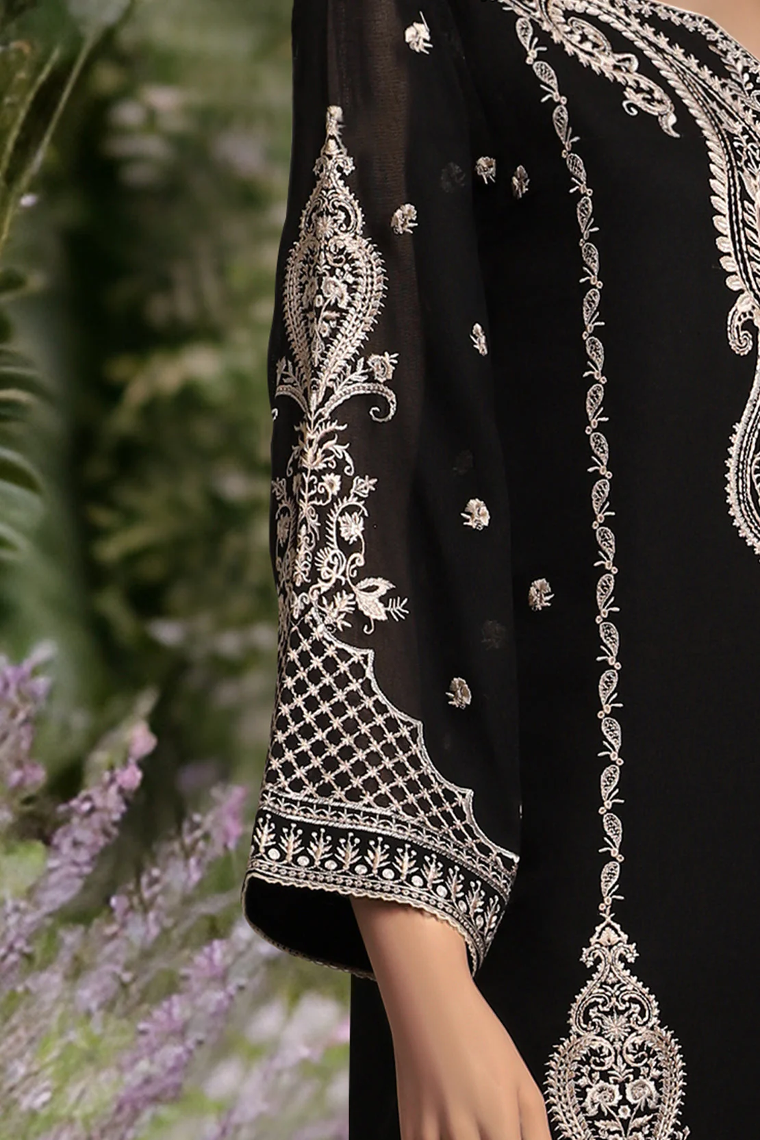 Solid Embroidered Cotton Stitched 3 Piece - Image 6