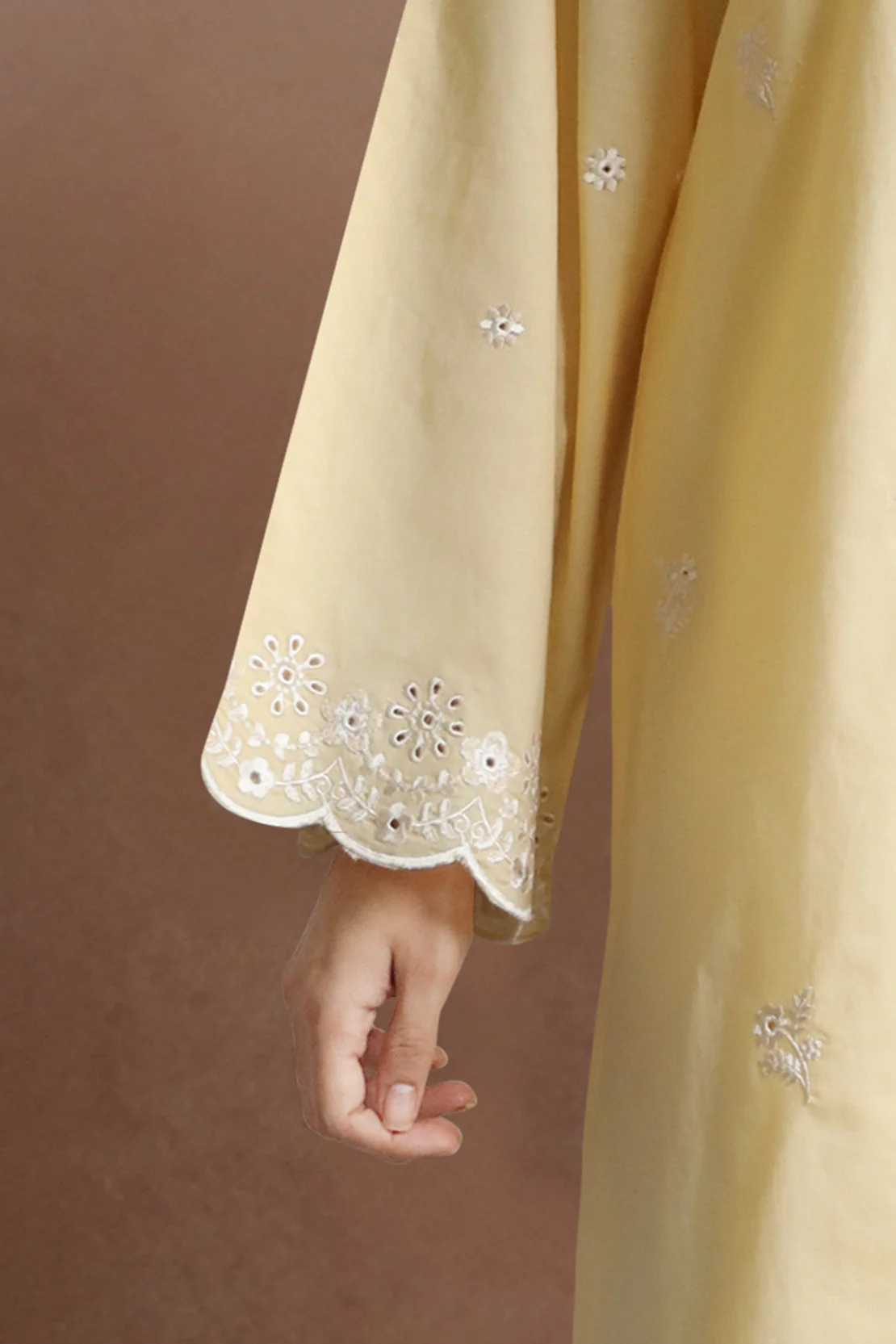 Solid Embroidered Cotton Stitched 3 Piece - Image 3
