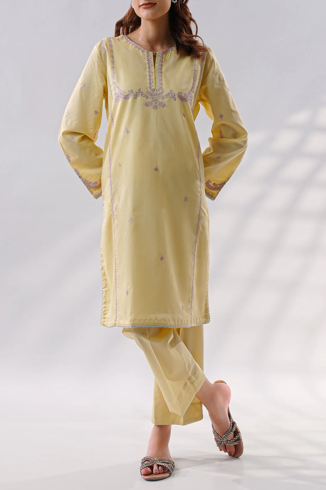Solid Embroidered Cotton Stitched Shirt - Image 3