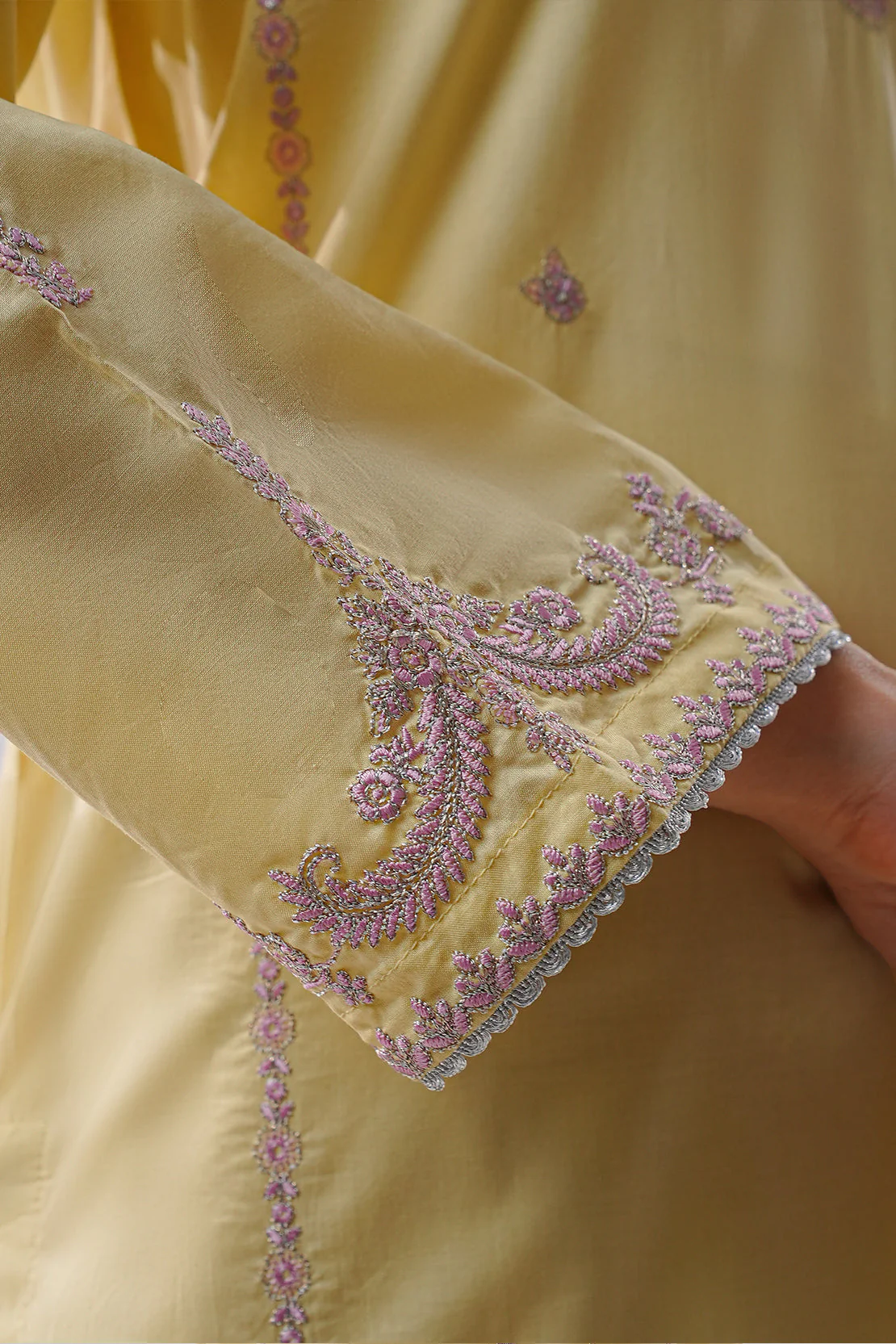 Solid Embroidered Cotton Stitched Shirt - Image 9