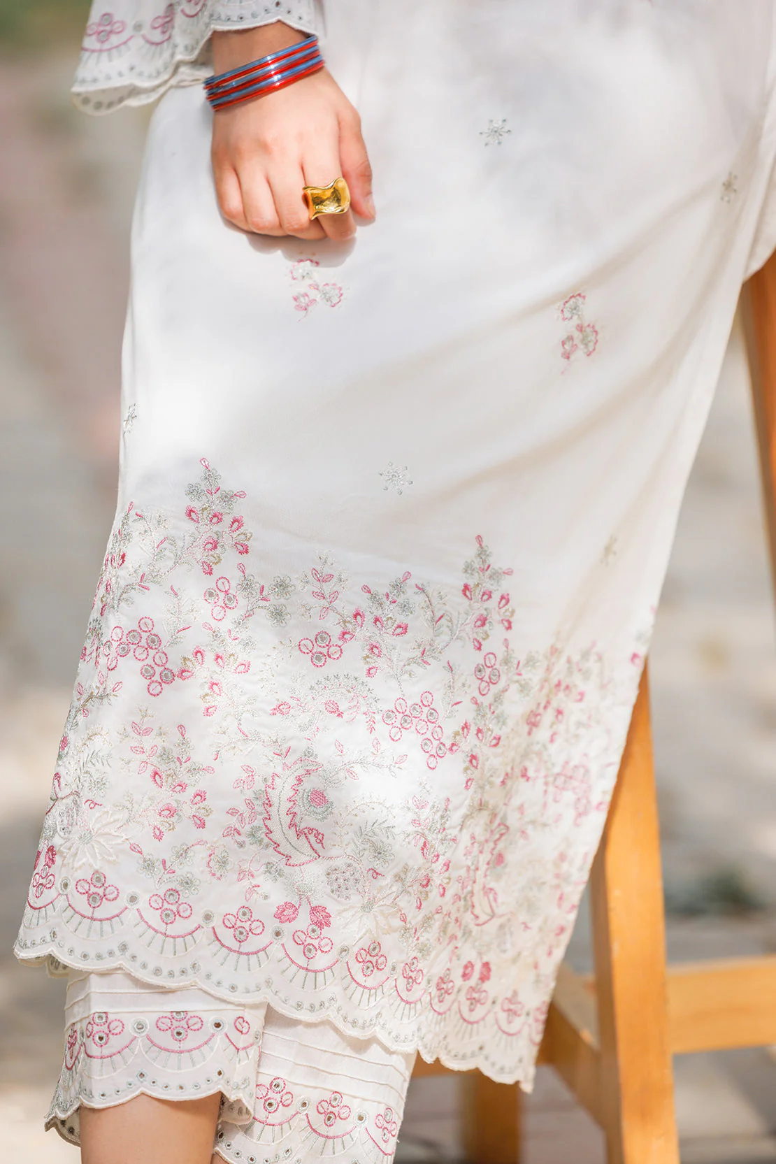Solid Embroidered Cotton Stitched Shirt - Image 4