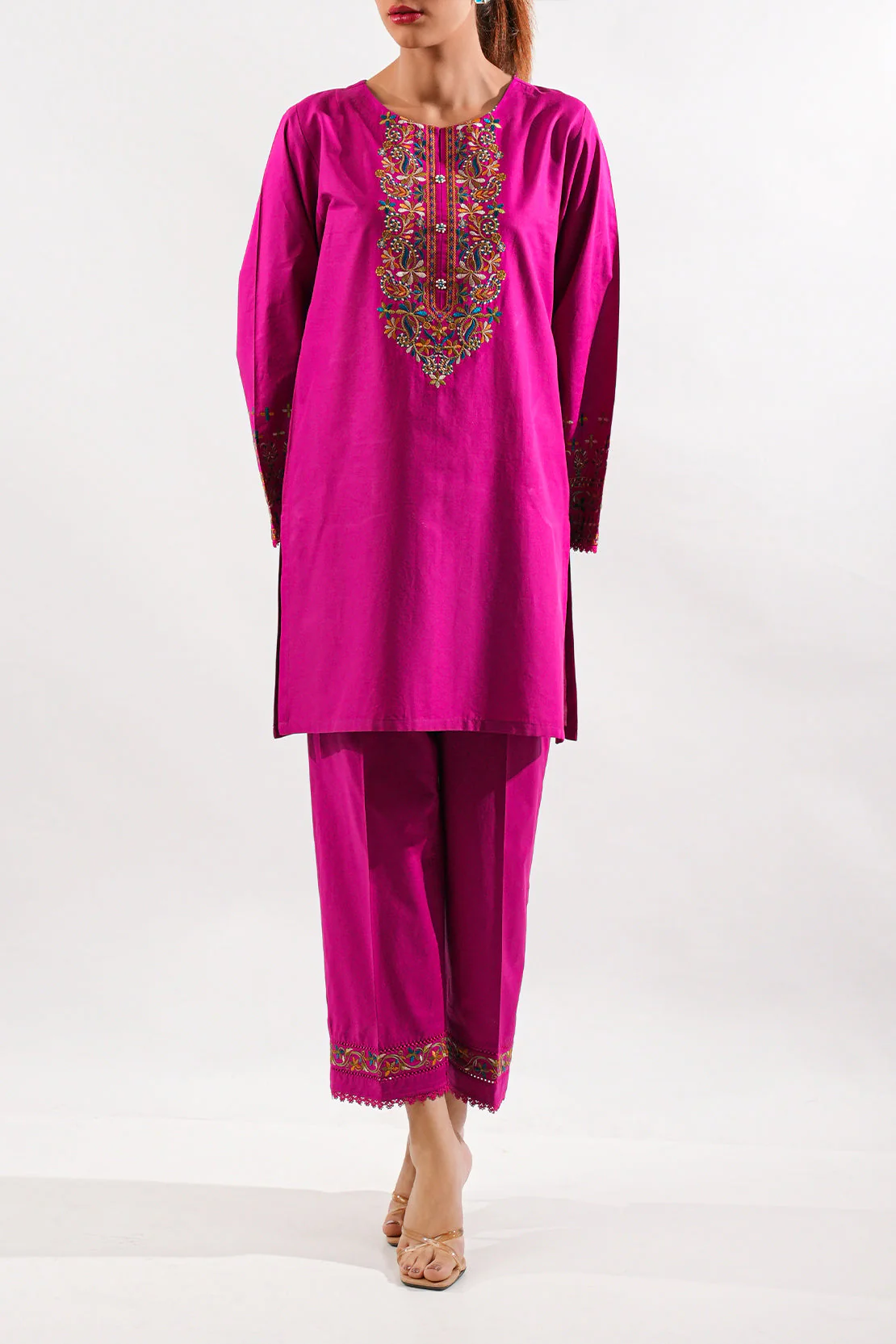 Solid Embroidered Cotton Stitched Shirt