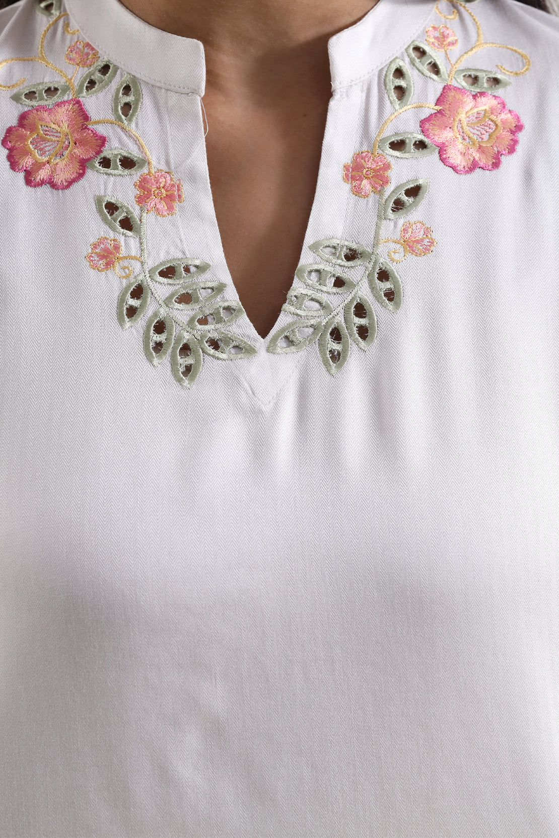 Solid Embroidered Cotton  Stitched Shirt - Image 4