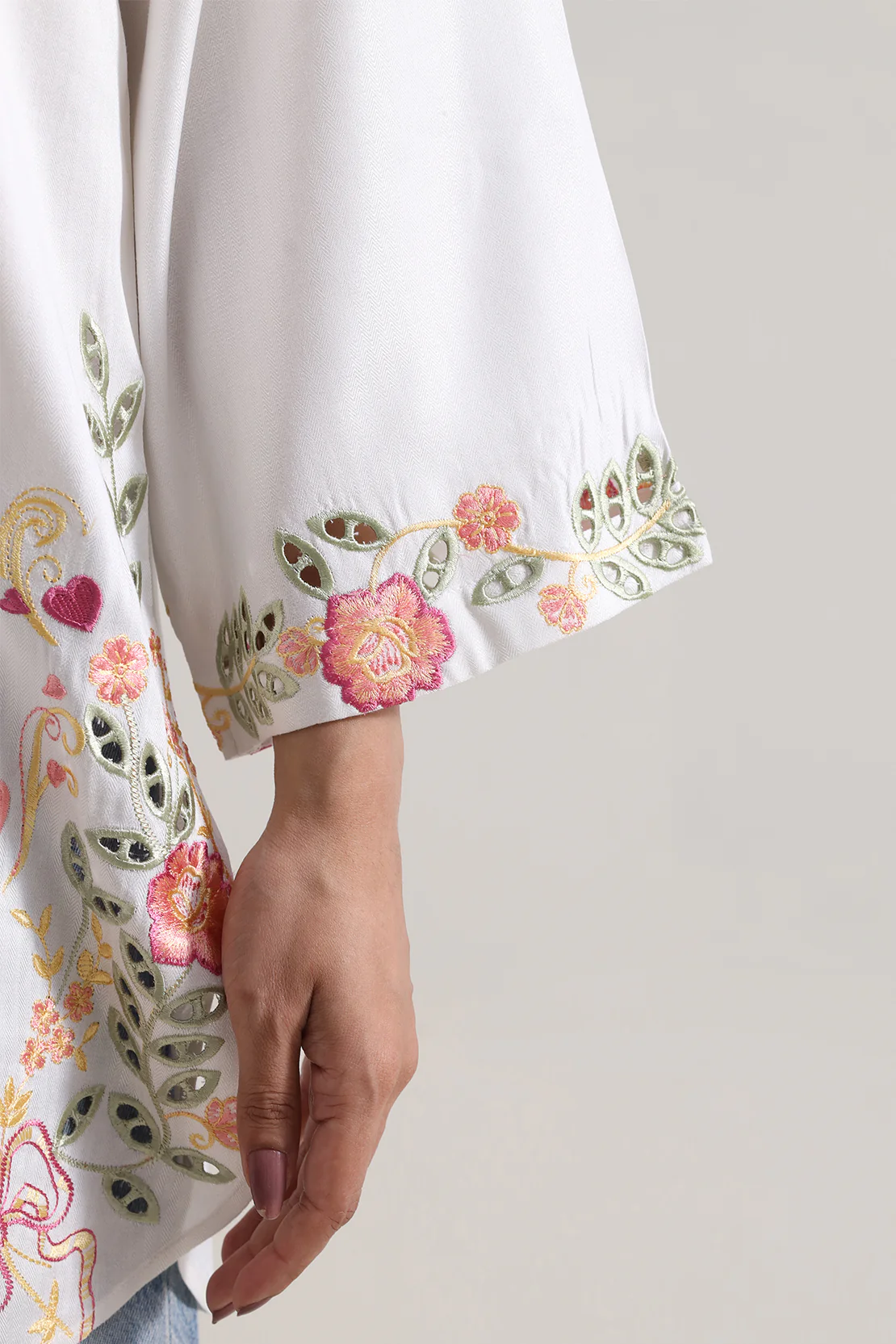 Solid Embroidered Cotton  Stitched Shirt - Image 5