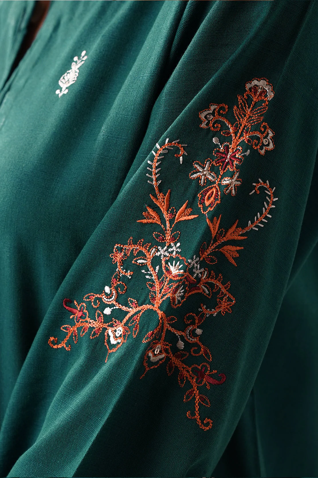 Solid Embroidered Cotton Viscose Stitched 2 Piece (Shirt/Trouser) - Image 10