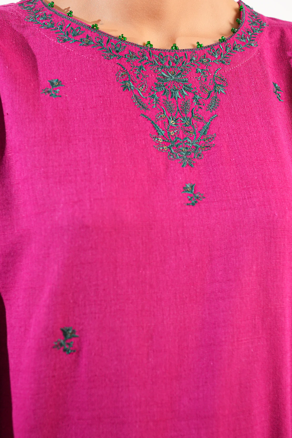 Solid Embroidered Cotton Viscose Stitched 2 Piece (Shirt/Trouser) - Image 6