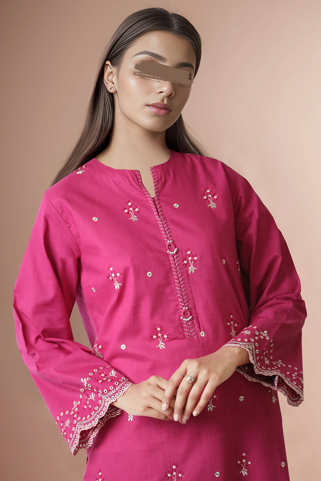 Solid Embroidered Cross Hatch Stitched 2 Piece (Shirt/Trouser) - Image 3