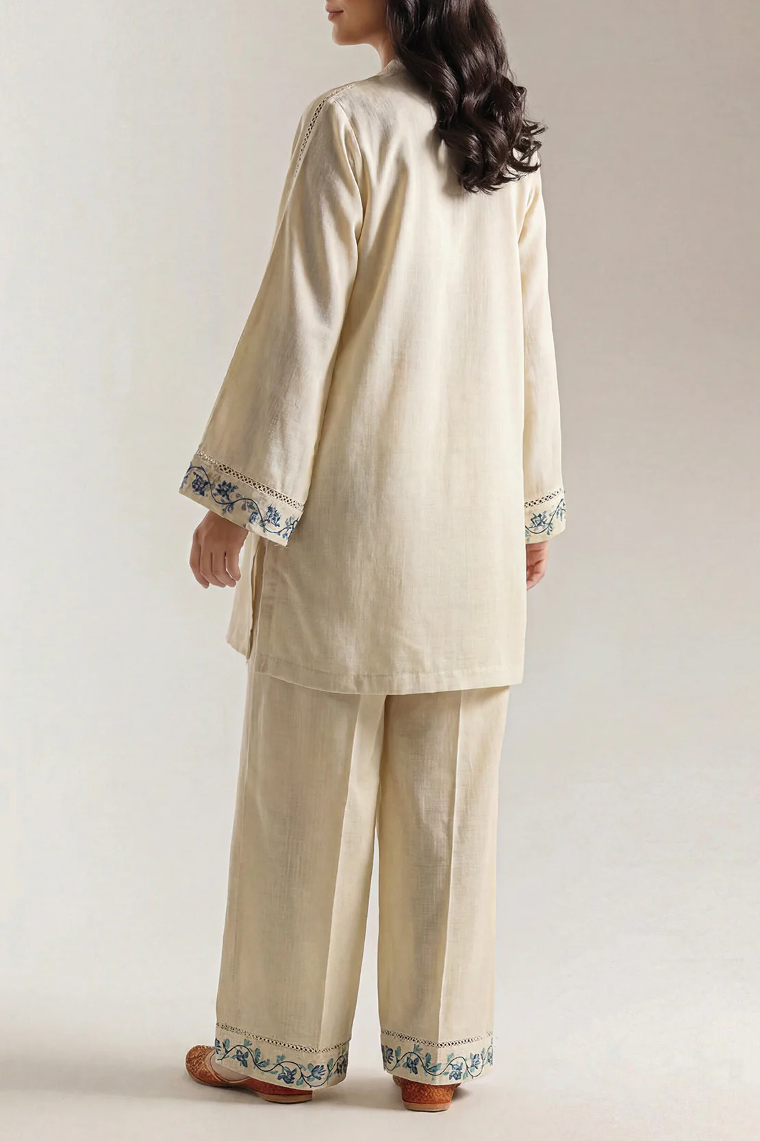 Solid Embroidered Cross Hatch Stitched 2 Piece (Shirt/Trouser) - Image 4