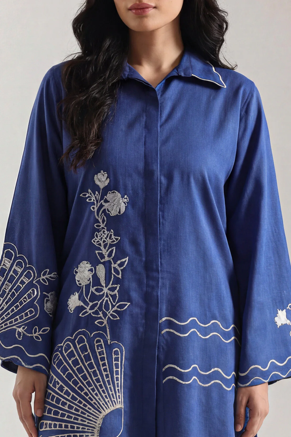 Solid Embroidered Cross Hatch Stitched 2 Piece (Shirt/Trouser) - Image 4