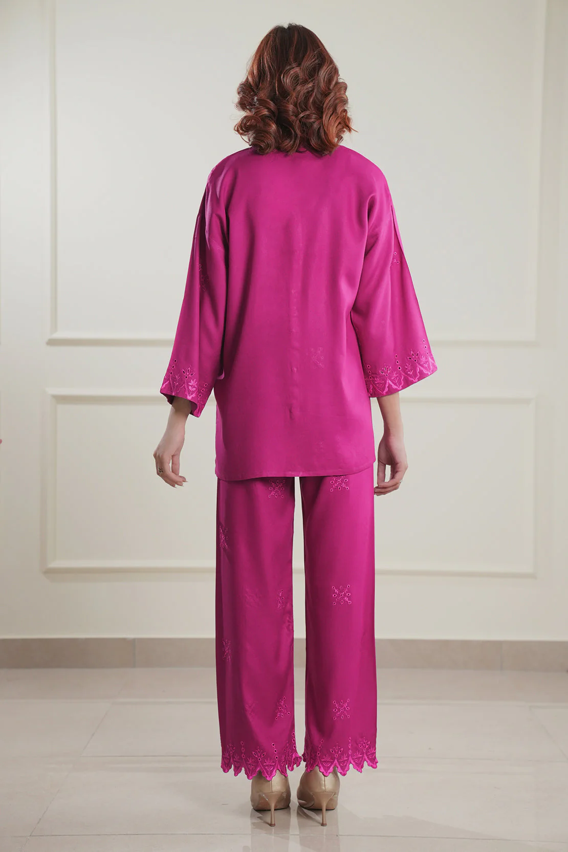 Solid Embroidered Dobby Crepe Stitched 2 Piece (Shirt/Trouser) - Image 3
