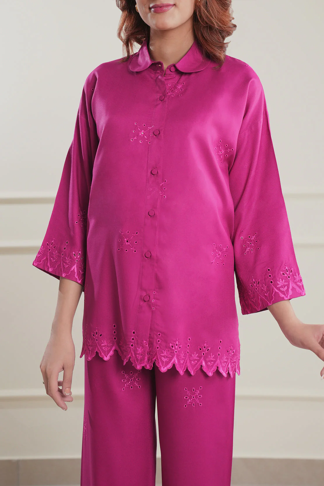 Solid Embroidered Dobby Crepe Stitched 2 Piece (Shirt/Trouser) - Image 4