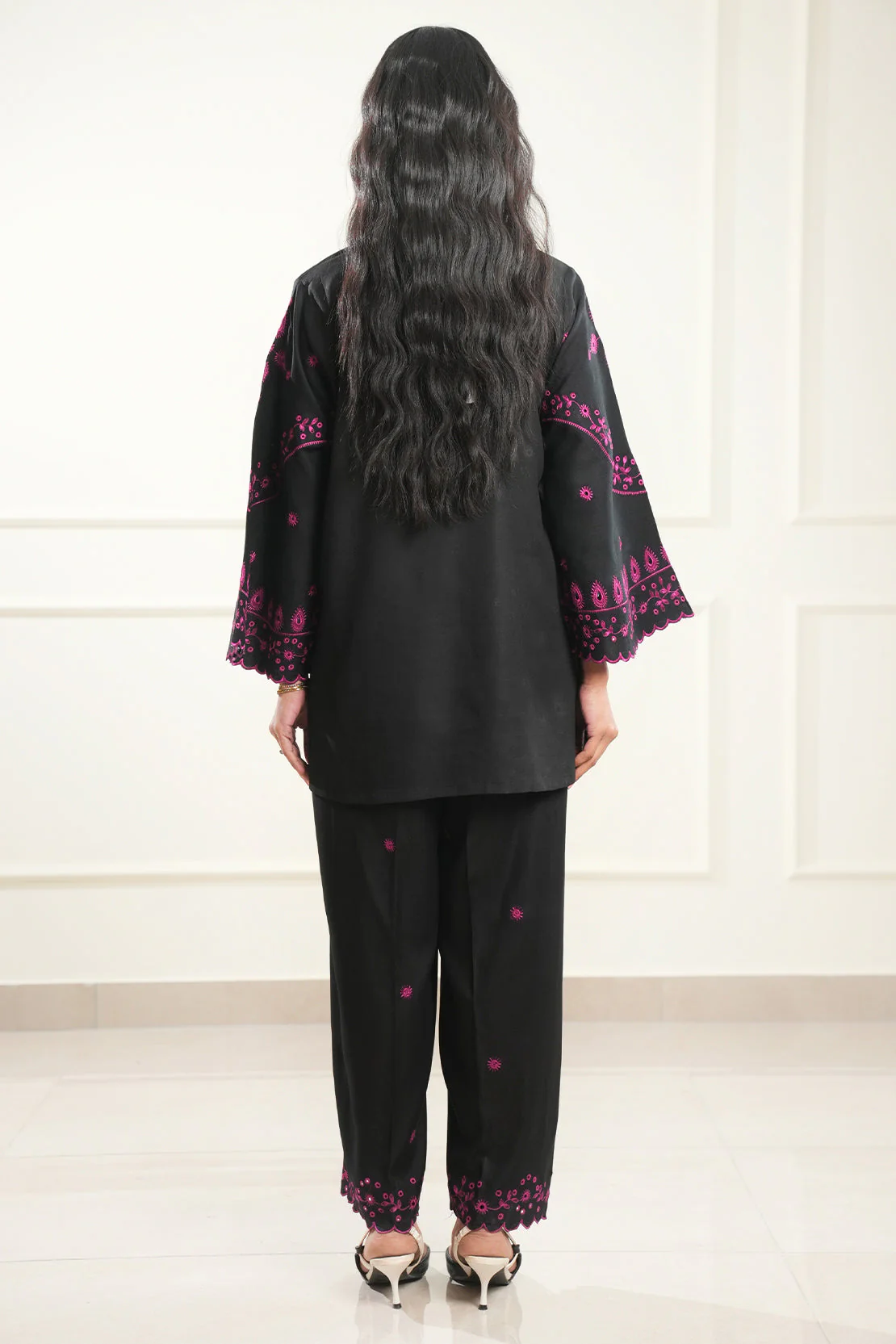 Solid Embroidered Dobby Crepe Stitched 2 Piece (Shirt/Trouser) - Image 3