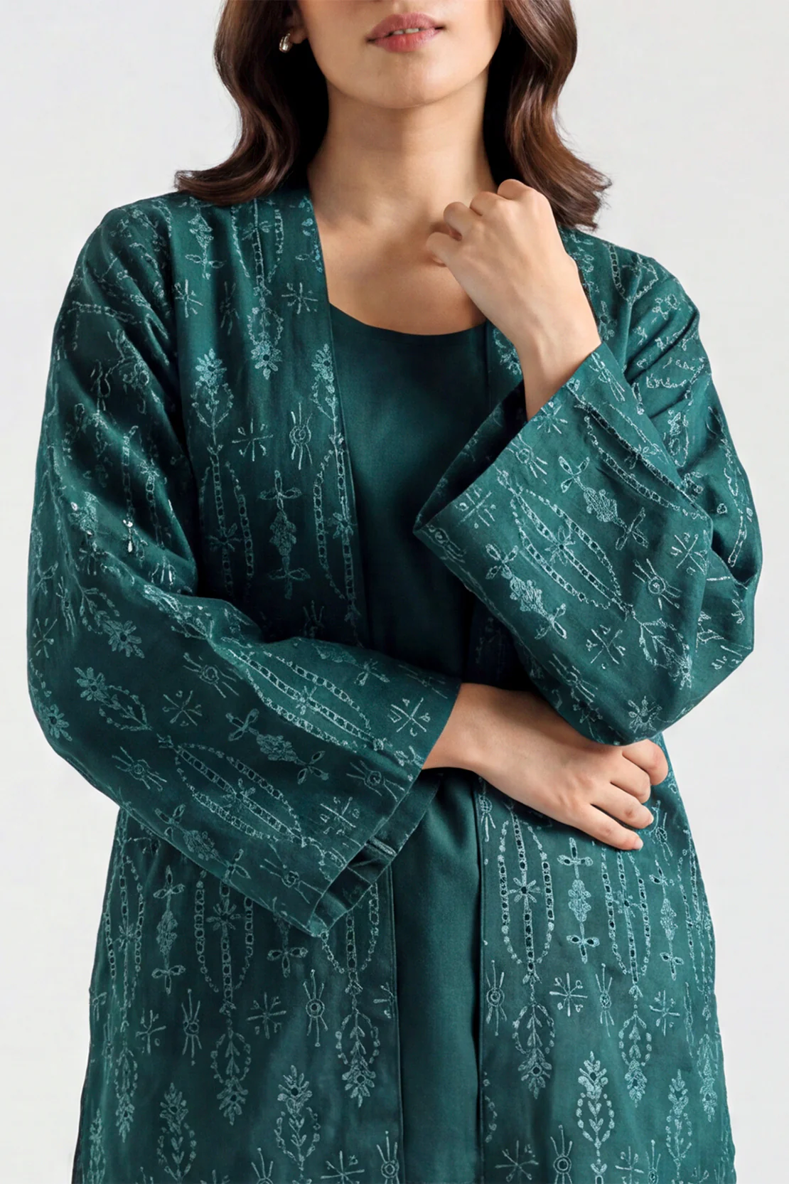 Solid Embroidered Dobby Crepe Stitched 2 Piece (Shirt/Trouser) - Image 2