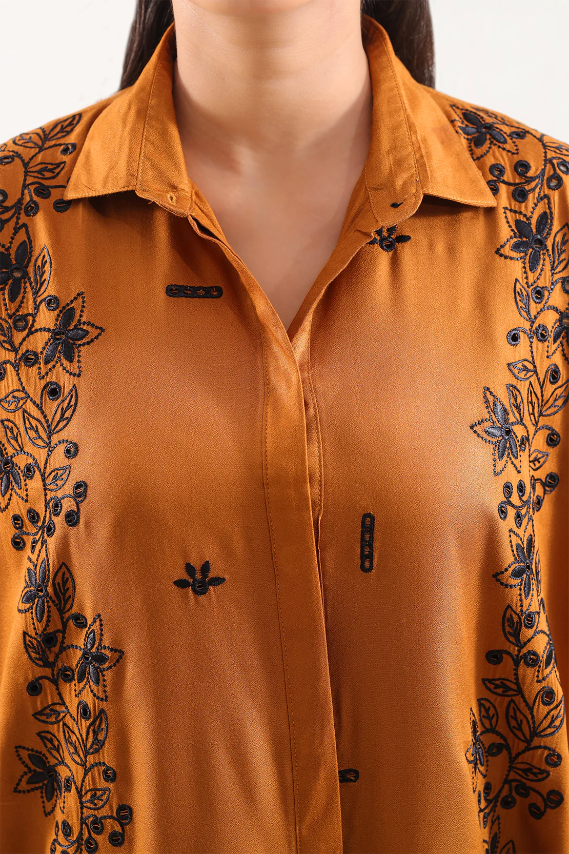 Solid Embroidered Dobby Crepe Stitched 2 Piece (Shirt/Trouser) - Image 4