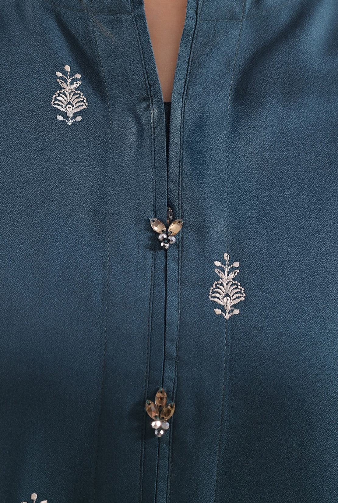 Solid Embroidered Dobby Crepe Stitched 2 Piece (Shirt/Trouser) - Image 3