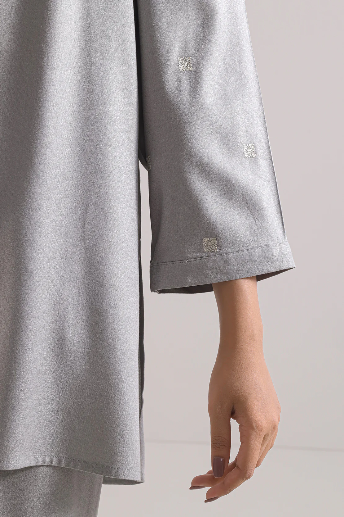 Solid Embroidered Dobby Crepe Stitched 2 Piece (Shirt/Trouser) - Image 6