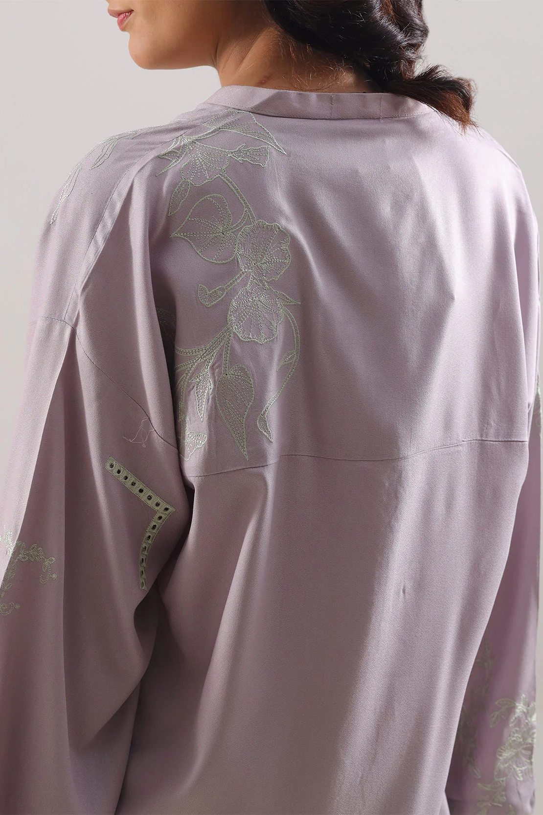 Solid Embroidered Dobby Crepe Stitched 2 Piece (Shirt/Trouser) - Image 4