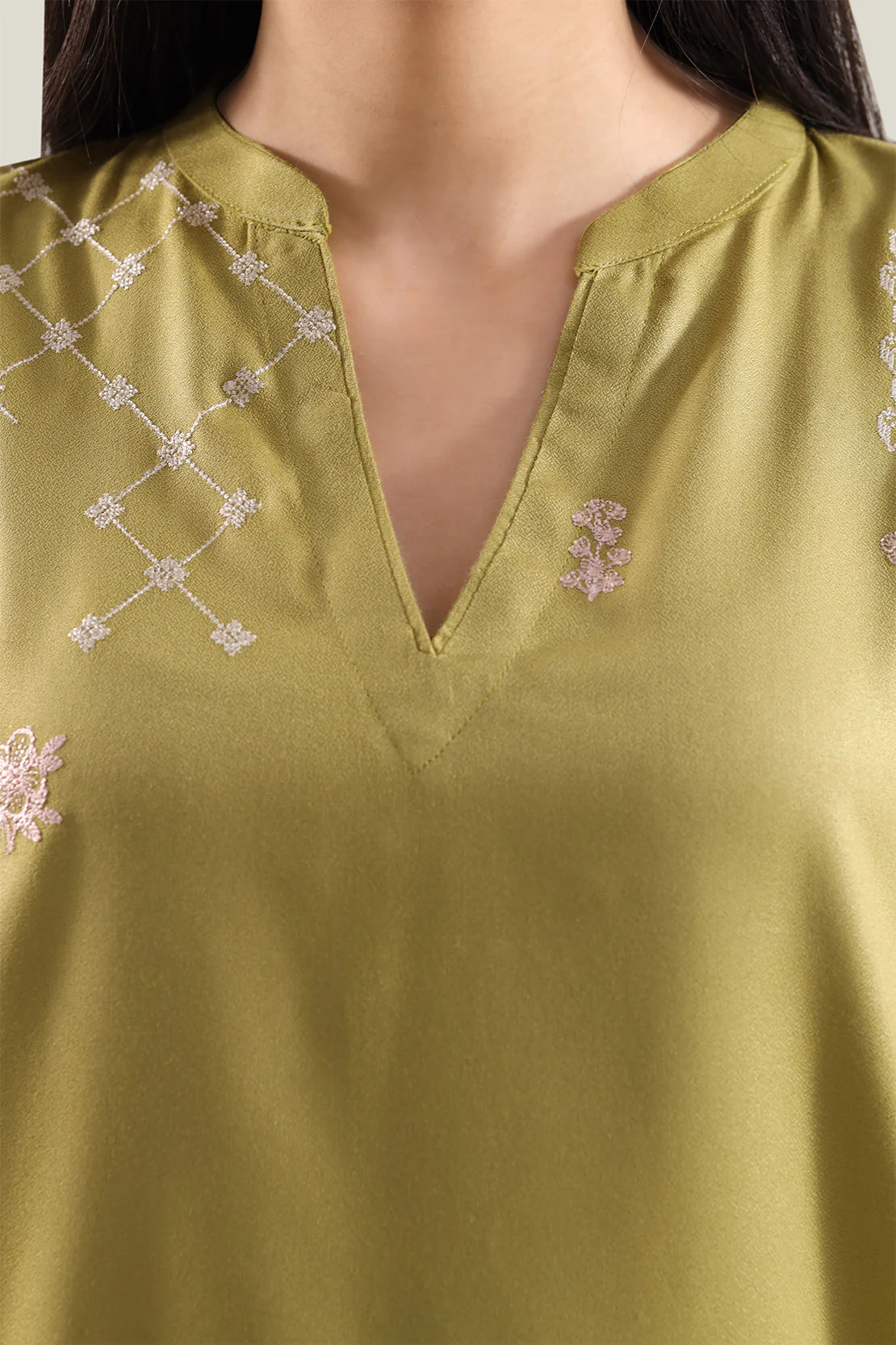 Solid Embroidered Dobby Crepe Stitched 2 Piece (Shirt/Trouser) - Image 3