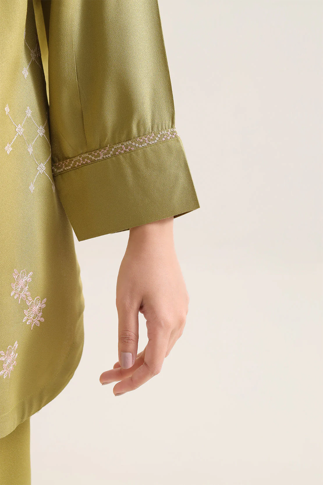 Solid Embroidered Dobby Crepe Stitched 2 Piece (Shirt/Trouser) - Image 4