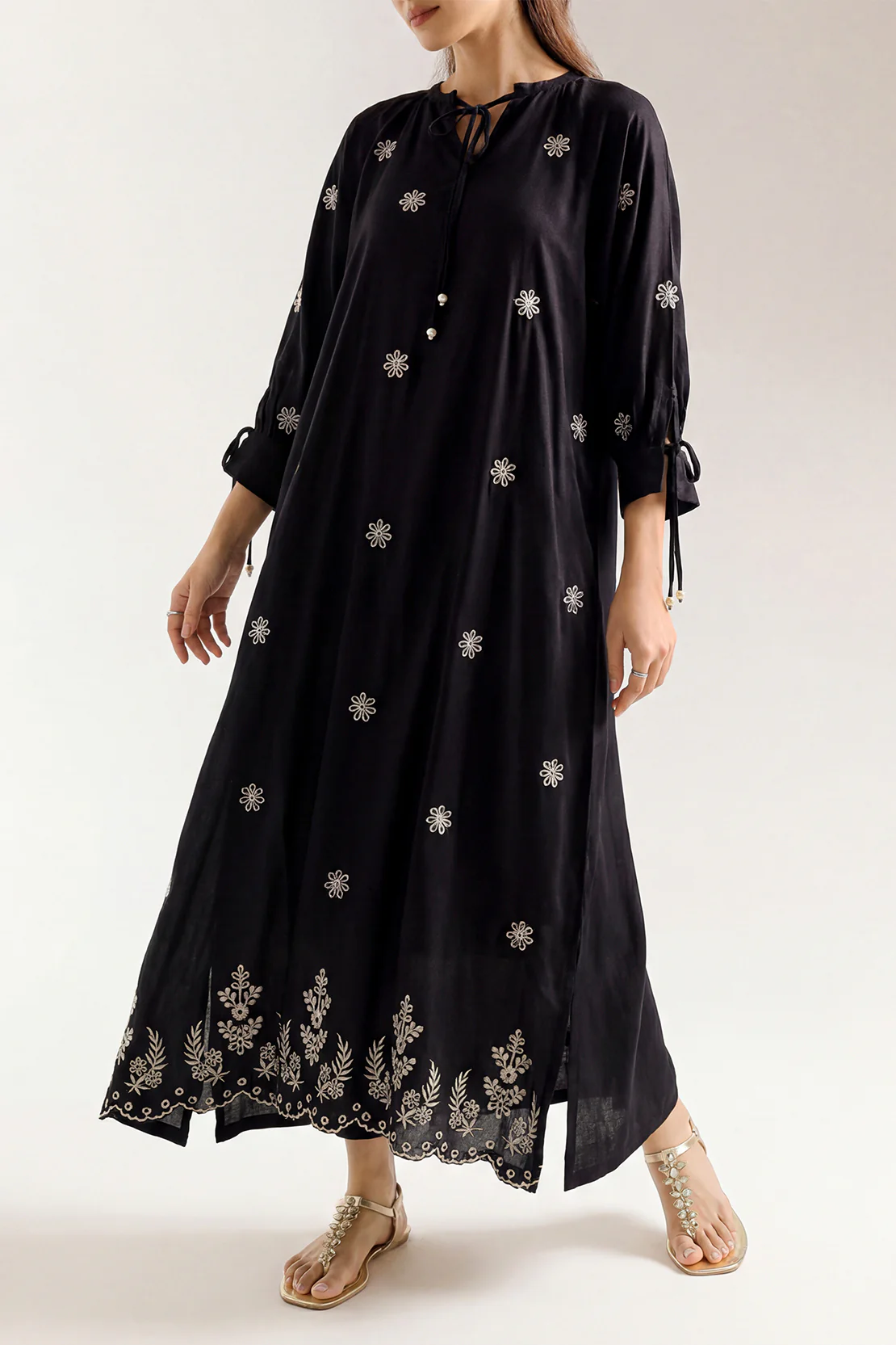 Solid Embroidered Dobby Crepe Stitched Shirt