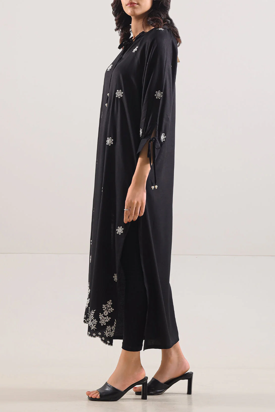 Solid Embroidered Dobby Crepe Stitched Shirt - Image 3
