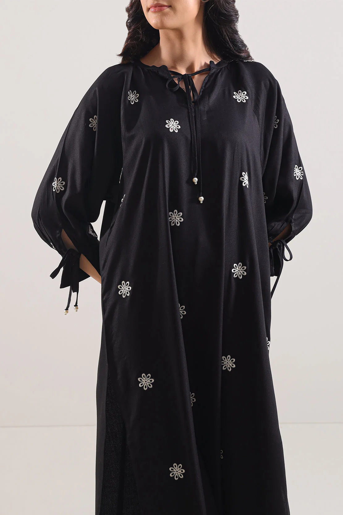 Solid Embroidered Dobby Crepe Stitched Shirt - Image 4