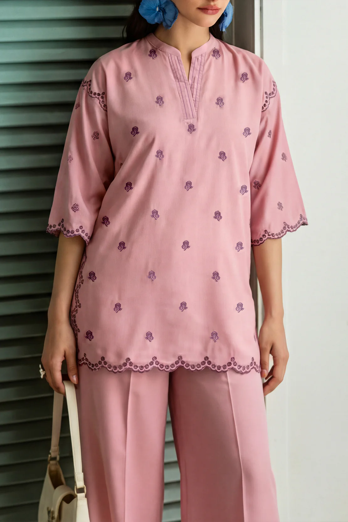 Solid Embroidered Easy Care Weave Stitched 2 Piece (Shirt/Trouser) - Image 4