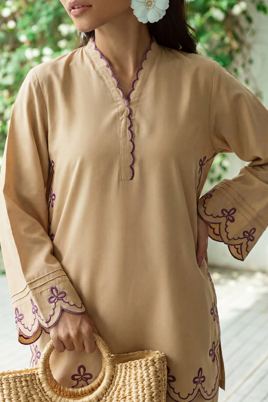 Solid Embroidered Easy Care Weave Stitched 2 Piece (Shirt/Trouser) - Image 2