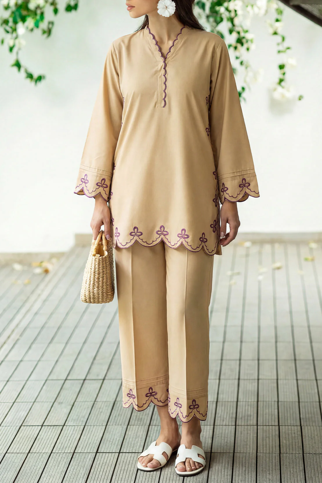 Solid Embroidered Easy Care Weave Stitched 2 Piece (Shirt/Trouser) - Image 3