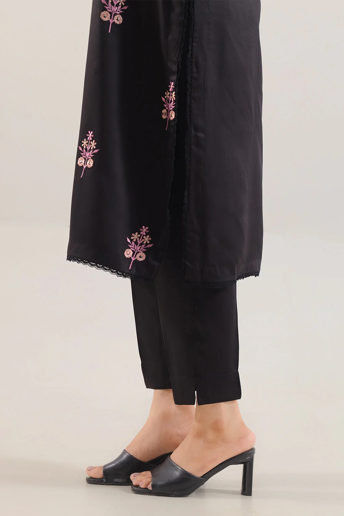 Solid Embroidered Pashmina Stitched Shirt/Trouser 2 Piece - Image 5