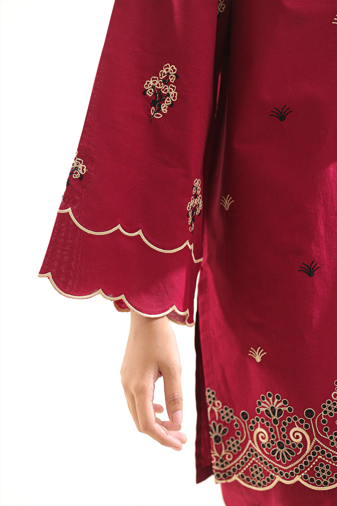 Solid Embroidered Jacquard Cotton Stitched Shirt - Image 6