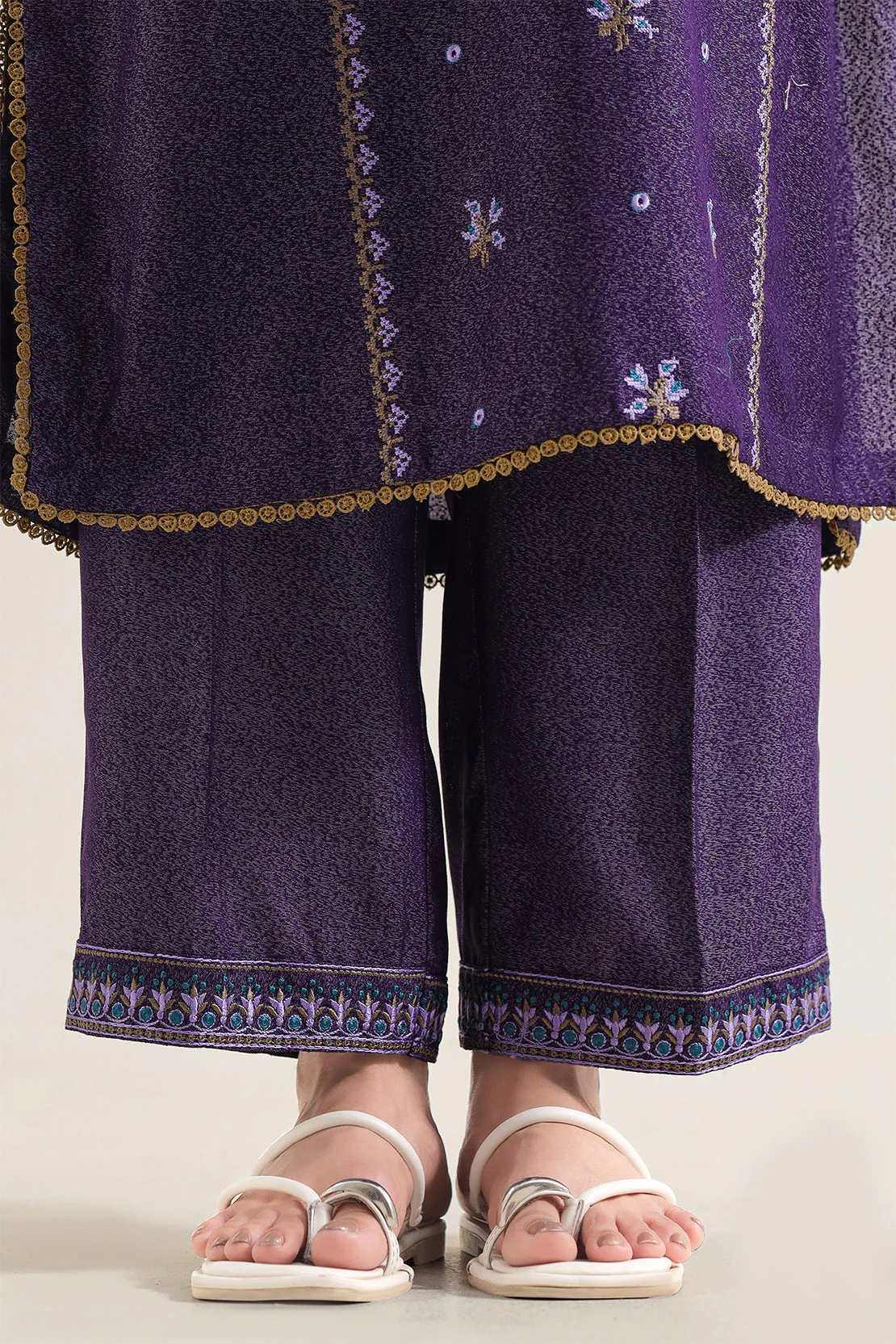 Solid Embroidered Karandi Stitched 2 Piece (Shirt/Trouser) - Image 5