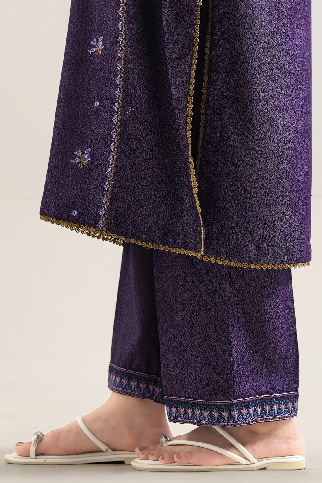 Solid Embroidered Karandi Stitched 2 Piece (Shirt/Trouser) - Image 6