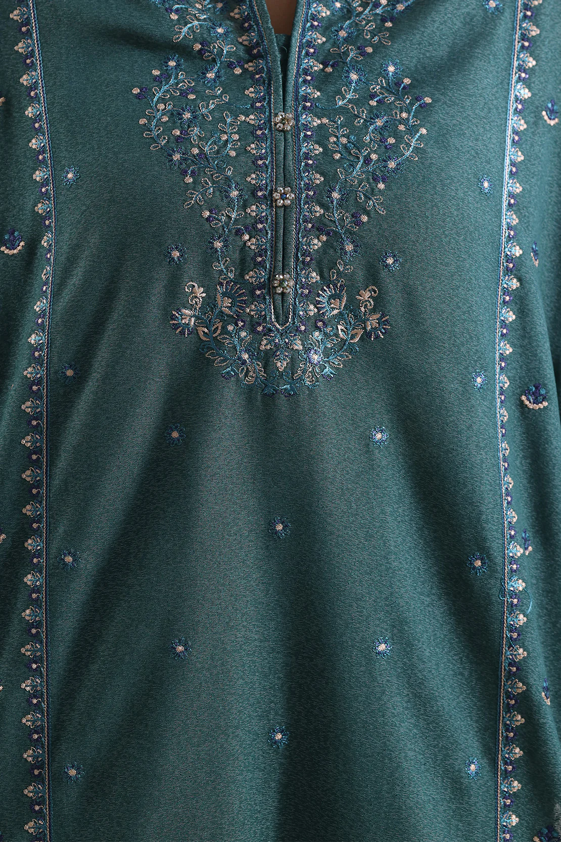 Solid Embroidered Karandi Stitched 2 Piece (Shirt/Trouser) - Image 4