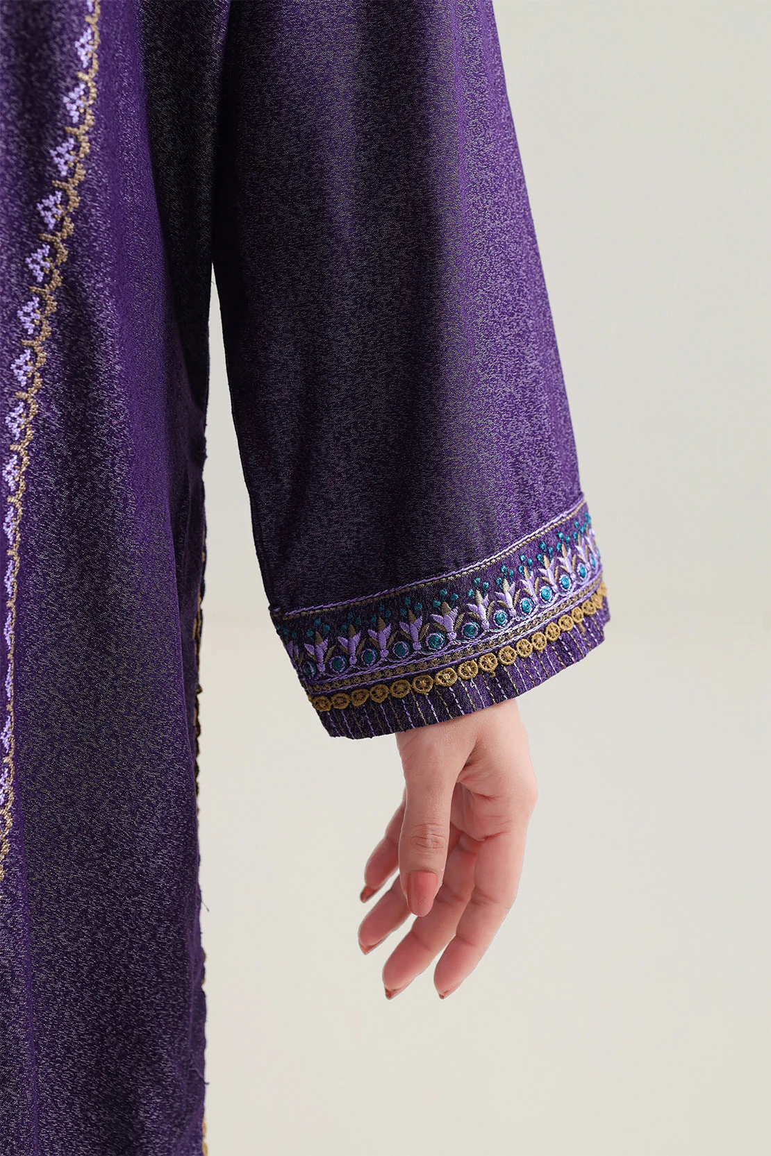 Solid Embroidered Karandi Stitched 3 Piece - Image 4