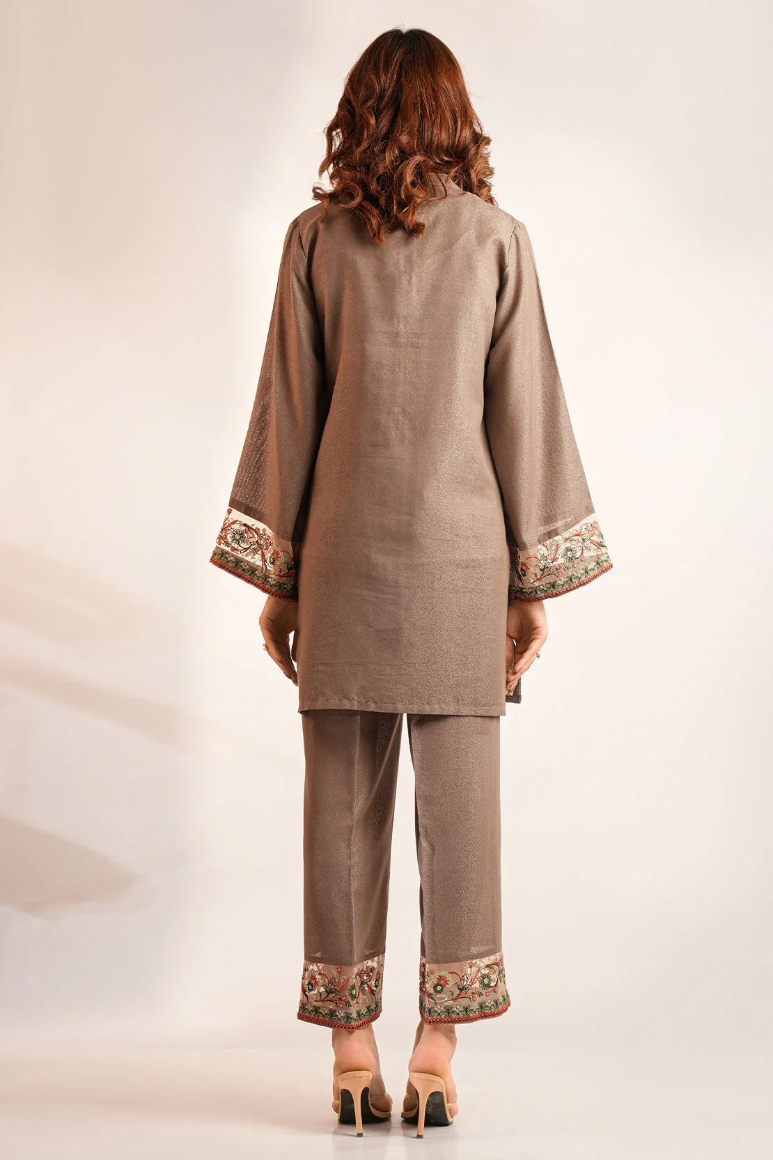 Solid Embroidered Karandi Stitched Shirt - Image 2