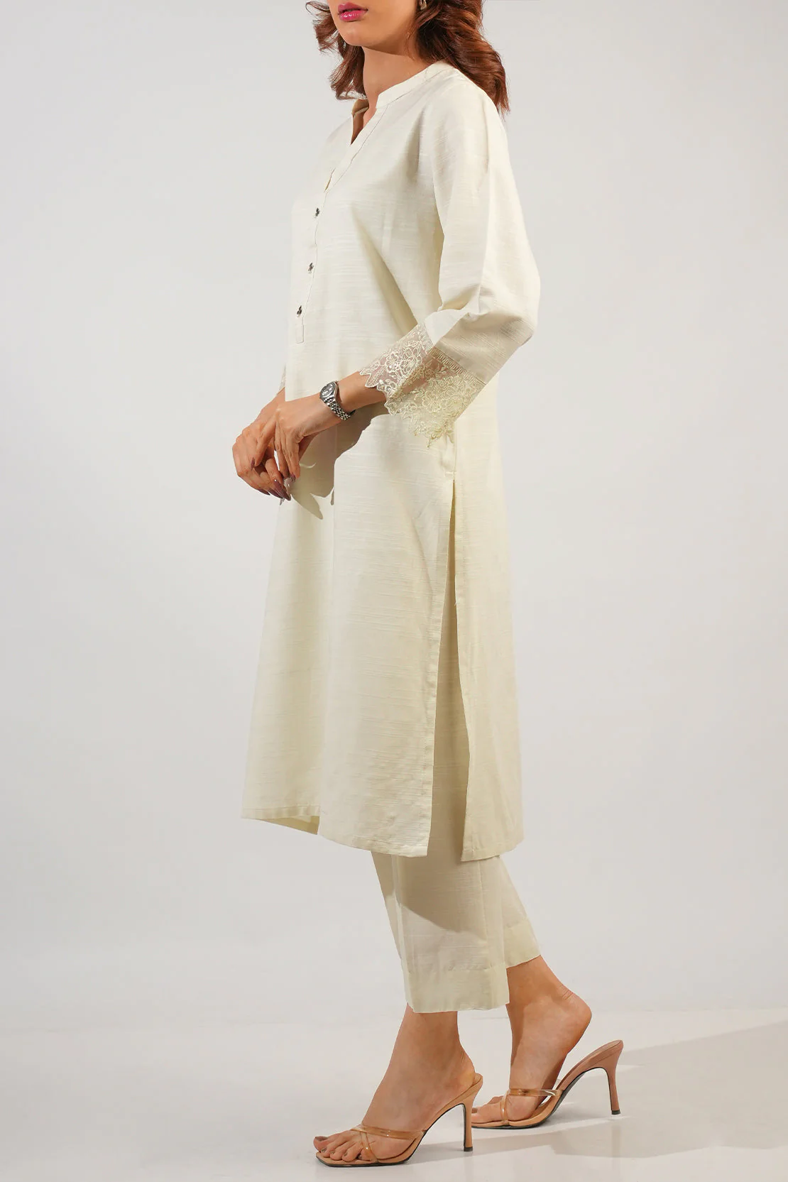 Solid Embroidered Khaddar Stitched 2 Piece (Shirt/Trouser) - Image 2