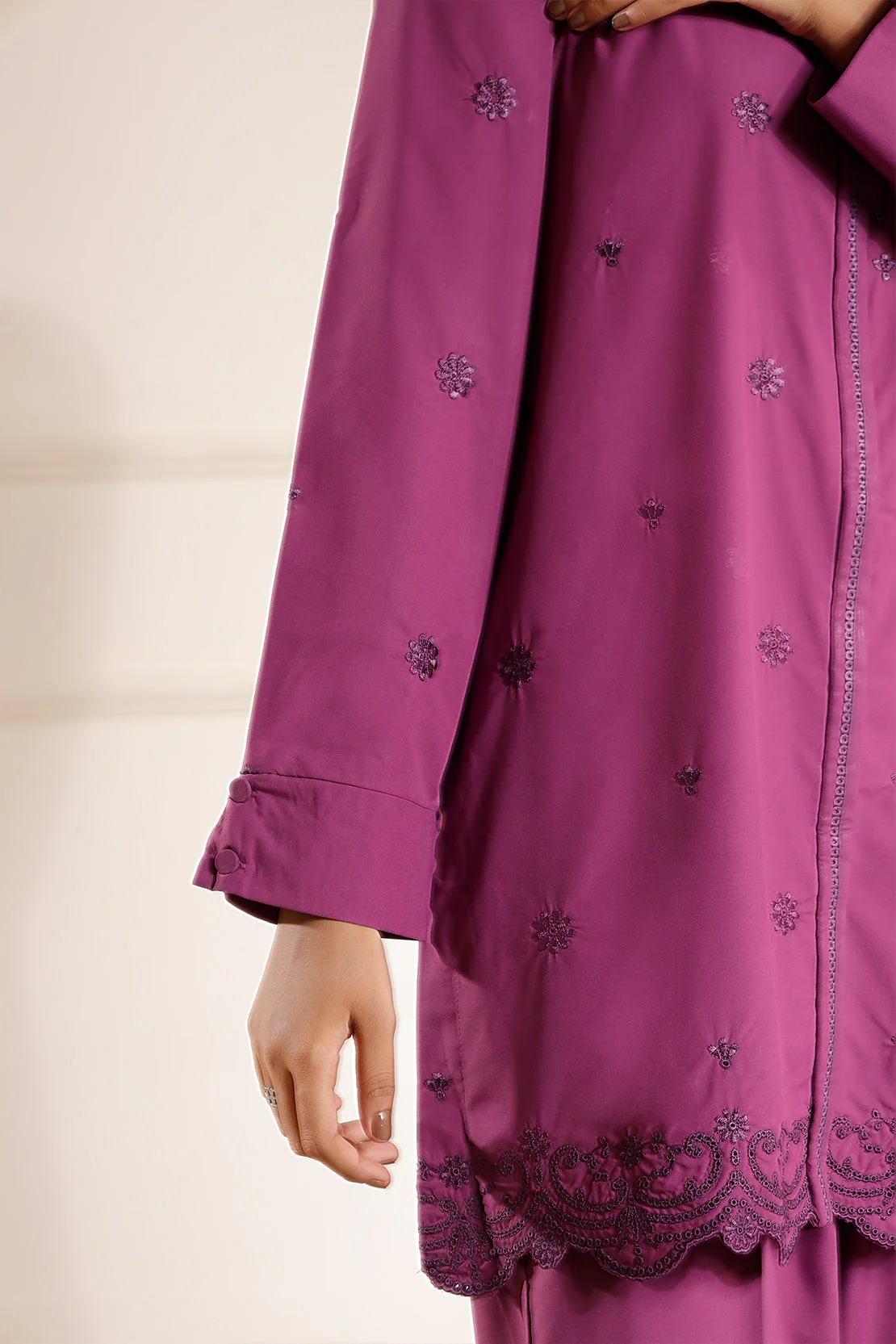 Solid+Embroidered Khaddar Stitched 2 Piece (Shirt/Trouser) - Image 6